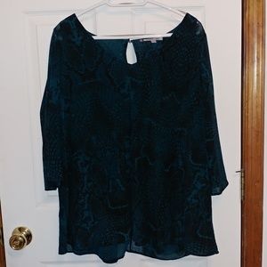 Jennifer Lopez Teal Blue Keyhole Blouse 1X